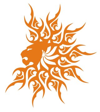 Sunny lion head symbol. The lion's head in the form of the sun