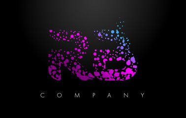 RB R B Letter Logo with Purple Particles and Bubble Dots
