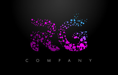 RG R G Letter Logo with Purple Particles and Bubble Dots