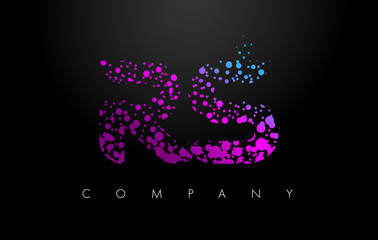 RS R S Letter Logo with Purple Particles and Bubble Dots