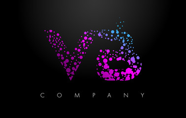 VB V B Letter Logo with Purple Particles and Bubble Dots