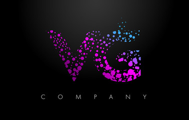 VG V G Letter Logo with Purple Particles and Bubble Dots