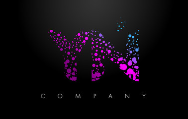 YN Y N Letter Logo with Purple Particles and Bubble Dots