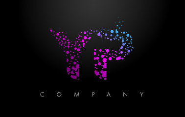 YP Y P Letter Logo with Purple Particles and Bubble Dots