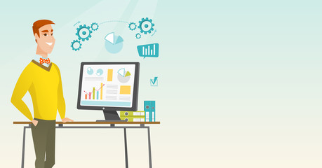 Fototapeta premium Businessman making presentation on computer.