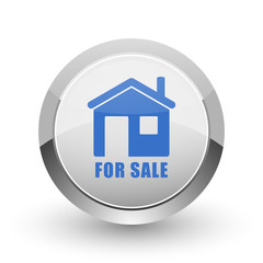 For sale chrome border web and smartphone apps design round glossy icon.