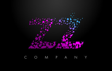 ZZ Z Letter Logo with Purple Particles and Bubble Dots