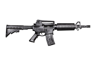  Army carbine with silencer isolated on a white background