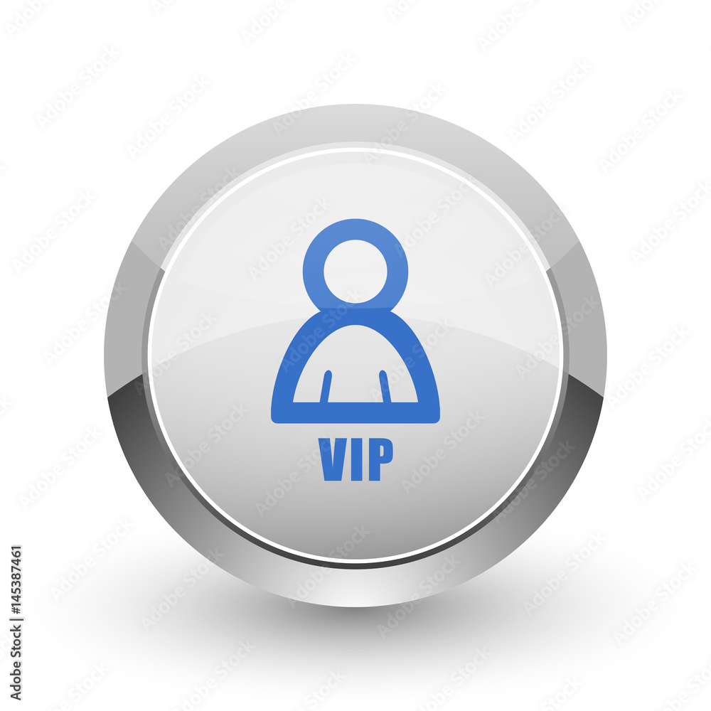 Aufkleber vip chrome border web and smartphone apps design round glossy icon.