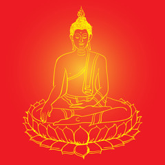 Buddha statue. Vector  illustration.
