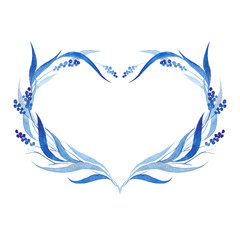 Naklejka premium Indigo blue hand drawn wreath, vector illustration