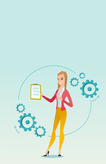 Business woman giving business presentation.