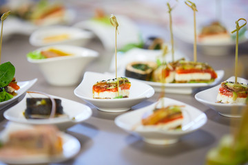 Cold starters on a buffet