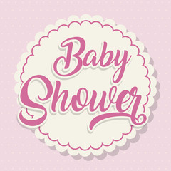 Fototapeta na wymiar baby shower card over pink background. colorful design. vector illustration