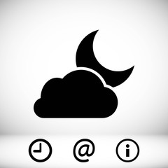 moon and cloud icon stock vector illustration flat design