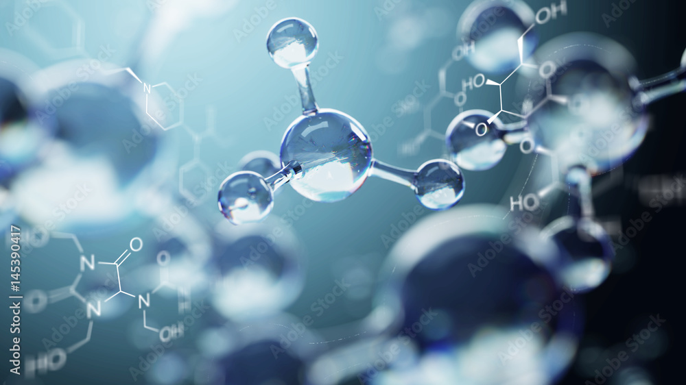 Canvas Prints 3d illustration of molecule model. science background with molecules and atoms