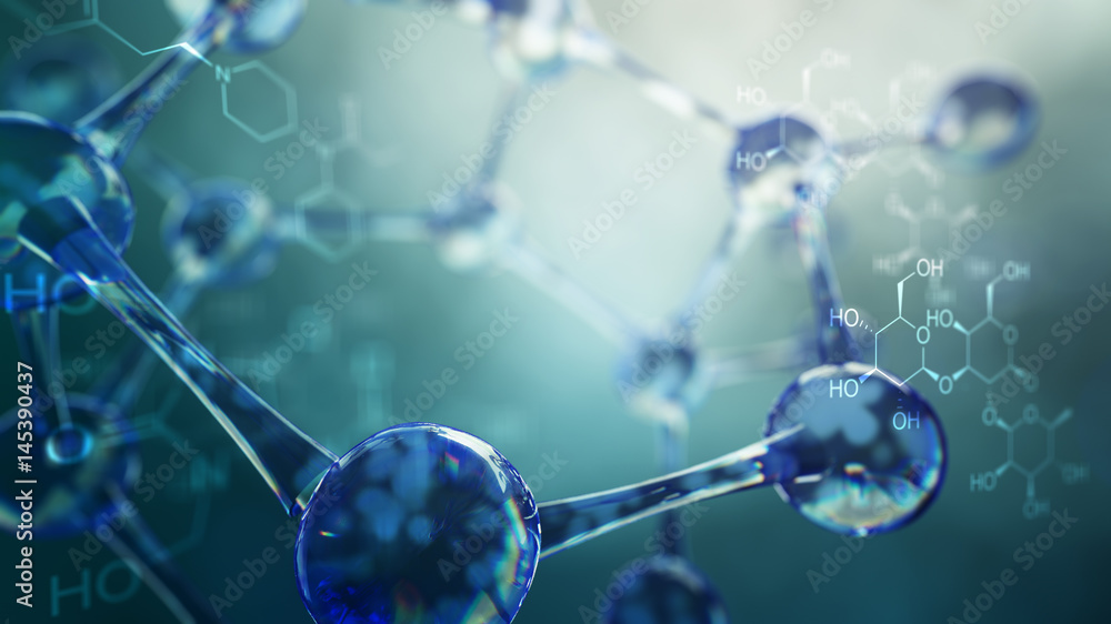 Canvas Prints 3d illustration of molecule model. science background with molecules and atoms