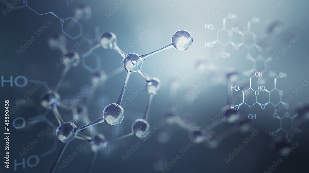 Canvas Prints 3d illustration of molecule model. science background with molecules and atoms