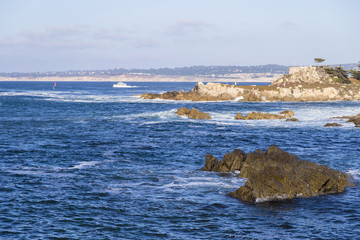 Seascape of Monterey Bay at Sunset in Pacific Grove, California, USA