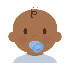 cute baby boy with pacifier, cartoon icon over white background. colorful design. vector illustration