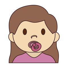 cute baby girl with pacifier, cartoon icon over white background. colorful design. vector illustration