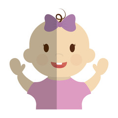 cute baby girl with pink bow, cartoon icon over white background. colorful design. vector illustration