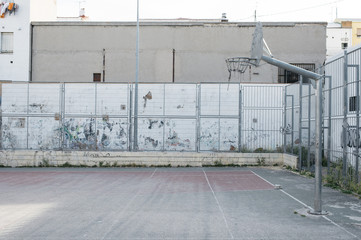 Field of basketball empties in the street