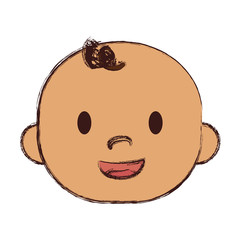 Obraz premium cute baby boy face, cartoon icon over white background. colorful design. vector illustration