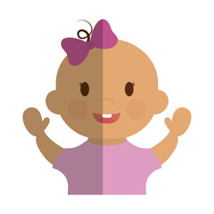 cute baby girl with pink bow, cartoon icon over white background. colorful design. vector illustration