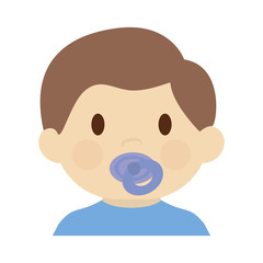 cute baby boy with pacifier, cartoon icon over white background. colorful design. vector illustration