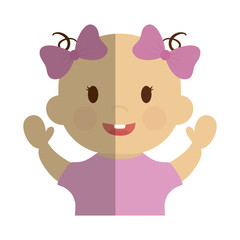 cute baby girl with pink bows, cartoon icon over white background. colorful design. vector illustration