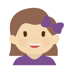cute girl  with purple bow cartoon icon over white background. colorful design. vector illustration
