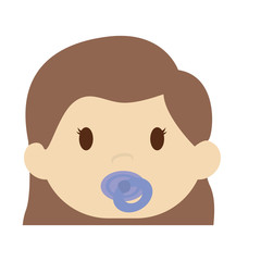 cute baby girl with pacifier, cartoon icon over white background. colorful design. vector illustration