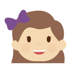 cute girl  with purple bow cartoon icon over white background. colorful design. vector illustration