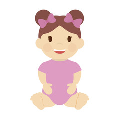 Fototapeta premium cute baby girl with pink bows, cartoon icon over white background. colorful design. vector illustration