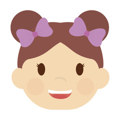 cute girl with pink bows, cartoon icon over white background. colorful design. vector illustration