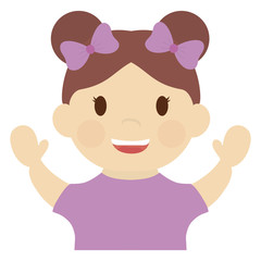 cute girl with pink bows, cartoon icon over white background. colorful design. vector illustration