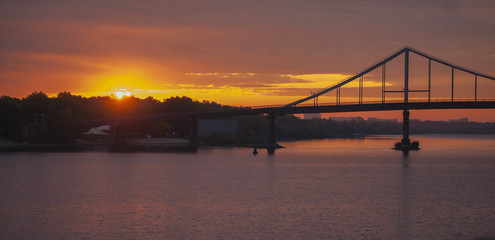 Dawn in kiev with a view of the Dnieper