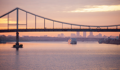 Dawn in kiev with a view of the Dnieper