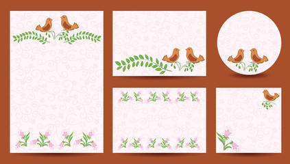 set of templates for wedding - invitation vector cards