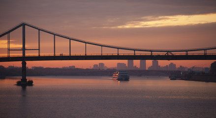 Dawn in kiev with a view of the Dnieper