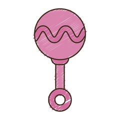 pink baby rattler icon over white background. vector illustration