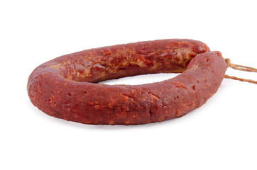 Smoked sausage isolated on white background