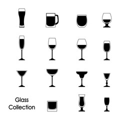 Vector illustration of color wine glasses set