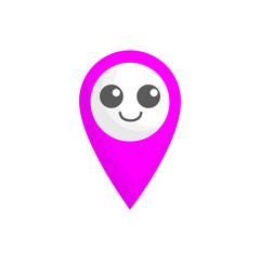 kawaii location pin icon over white background. vector illustration