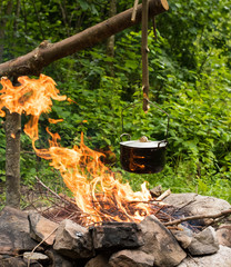 Cooking in caldron