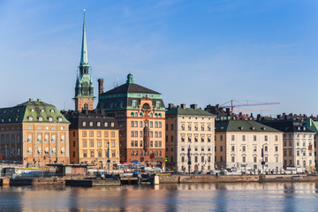 Naklejka premium Morning cityscape of Gamla Stan city