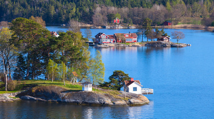 Swedish wooden houses on islands