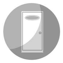 door icon over gray circle and white background. vector illustration