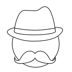 man with mustache and hat icon over white background. vector illustration